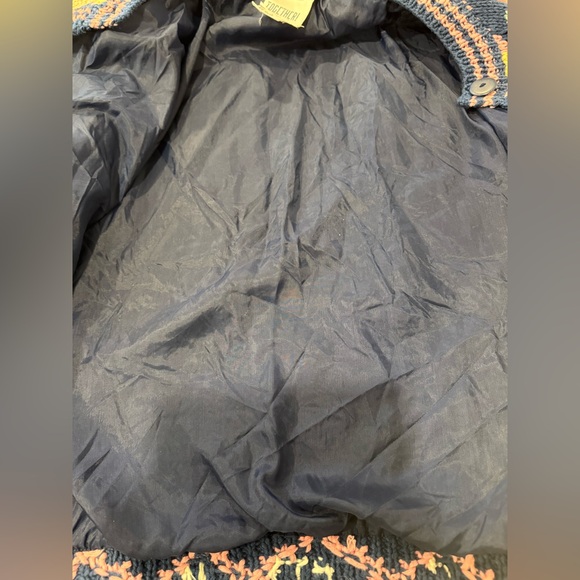 Vintage Together! Colorful Navy Knit Embroidered Cardigan Sweater w/ Pockets - Picture 14 of 15